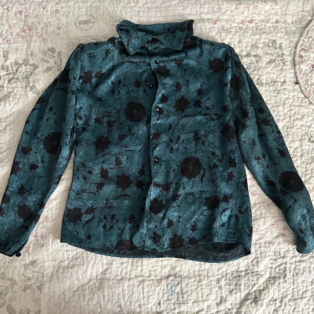 Emanuel Ungaro 80s vintage crushed velvet button down